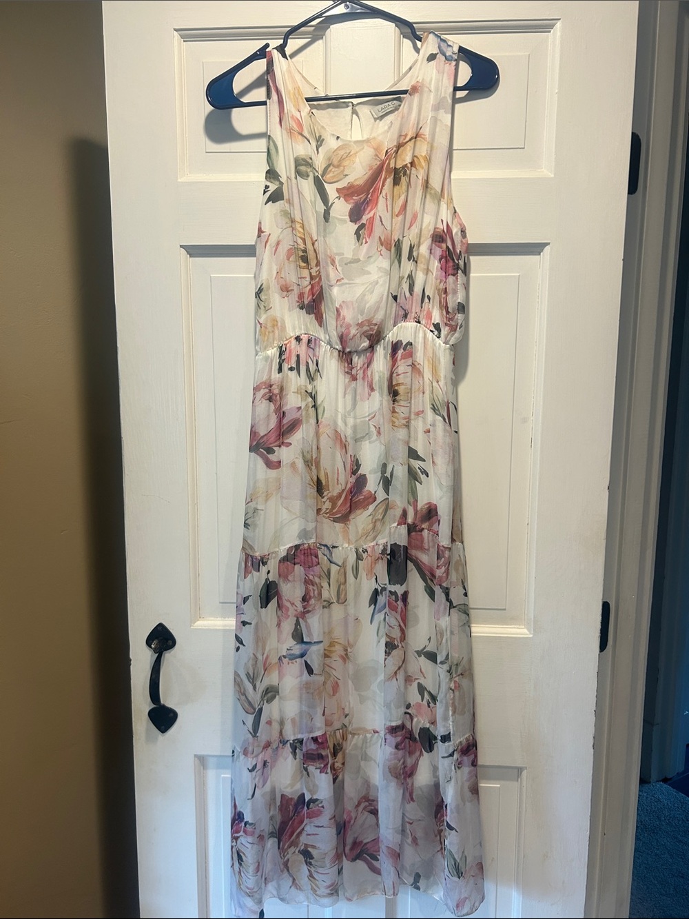 LARA Floral Maxi Dress in Ivory and Rose